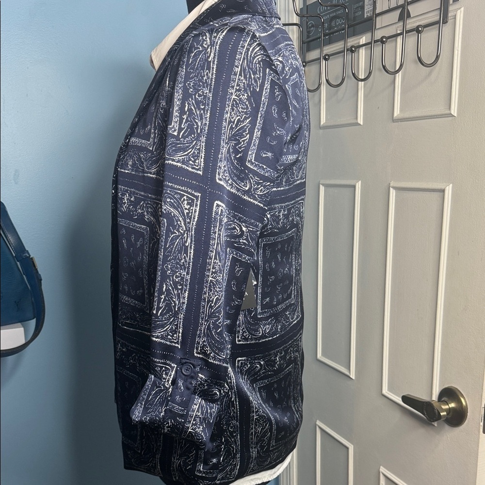 Navy Patterned Jacket - Picture 3 of 10
